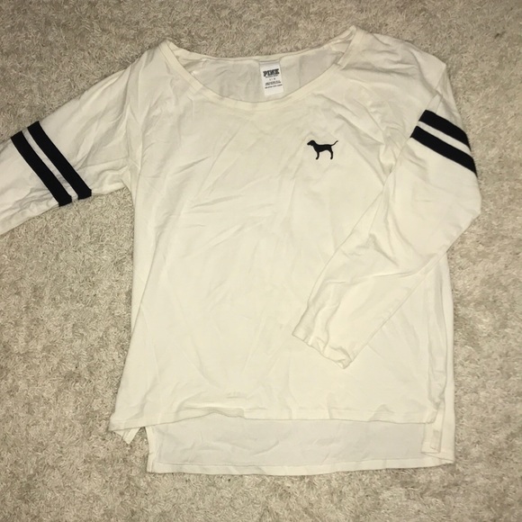 Pink brand white long sleeve T-shirt - Picture 1 of 3